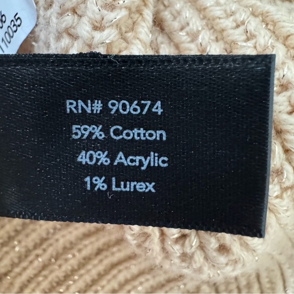 NWT Boston Proper Cold-Shoulder Lurex Cowl-Neck Sweater Dress Tan Gold Medium - Picture 15 of 15